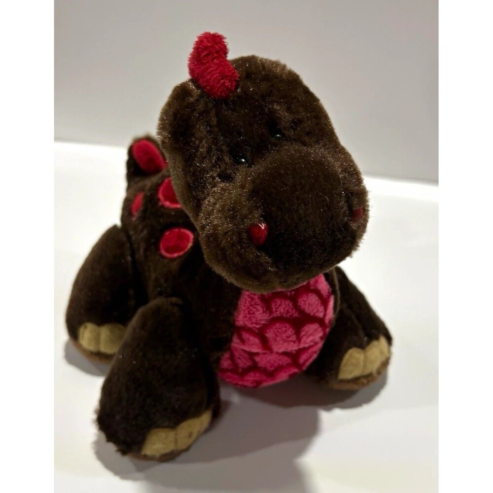 GANZ Webkinz Dinosaur Plush Stuffed Animal Brown Pink Red Small 6-14in 2008